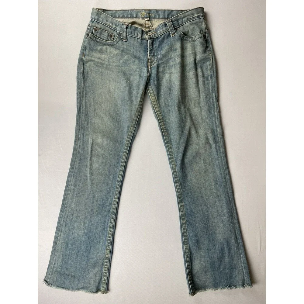 Bebe Carla Low Rise Straight Leg Jeans Women's 30 Light Blue Made USA Y2K